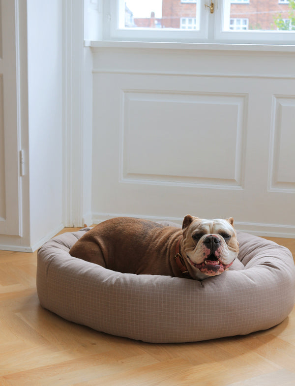 Donut bed chequered Dark sand